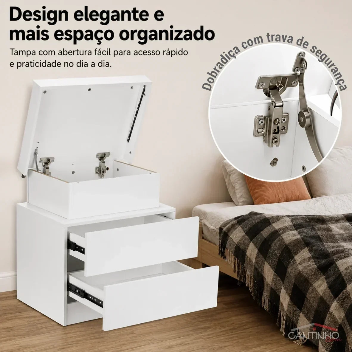 Gaveteiro Inteligente LED Multifuncional com Carregador