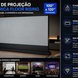 Tela de Projeção Elétrica Floor Rising Premium | 100” a 120” Retrátil, Motorizada e Portátil