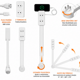 Extensor de Tomada FlexPower BR | Hub Inteligente Ajustável com USB-C, USB, TOMADA 2 PINOS E 3 PINOS 110/220v