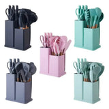 Kit Cozinha Premium 19 Peças | Utensílios em Silicone com Facas, Tábua e Suporte Organizador